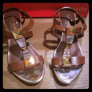 Metallic leather gladiator sandals